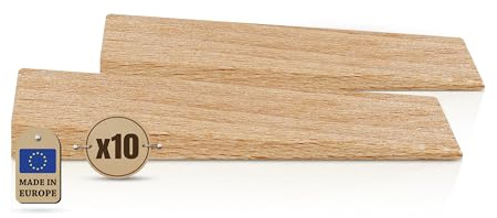 Tolux träkilar, kil av lövträ, monteringskilar, utjämningskilar kil av bokträ, dörrstopp av trä, praktiskt verktyg inom snickeri, bygg och olika DIY-projekt, storlek 65x20x6 mm, förpackning om 10 st