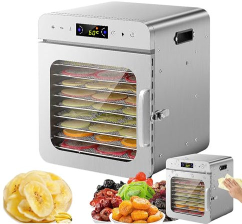 VoOqo Smart Touch Food Dehydrator Machine, 10 Trays Dehydrator Food Dryer Fruit Dryer, Unique Deodorization, 30-90℃ Temp Control & 24 Hours Timer, Jerky Dehydrator for Fruits, Dog Treats, Mushroom