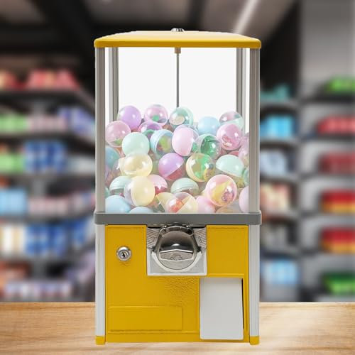 Distributeur automatique commercial, machine à boules de bonbons, petit distributeur automatique, machines à bonbons vintage, machine à prix pour appareils de 4,5 à 5,5 cm de large(Yellow,10 PENNY/Two