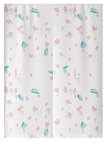 Küchenvorhänge Rosa Türkis Scheibengardinen Polyester Vorhänge Kurz Waschbar Raumteiler Vorhang Türvorhang Langlebig Küchenvorhang Kurze Gardinen Verdickung Tür Vorhang 80x200cm