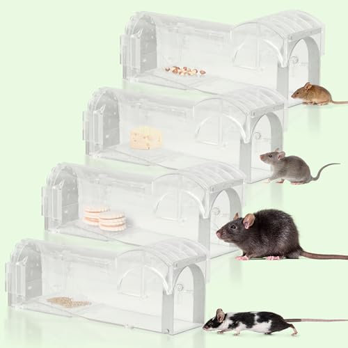 Extra Large Humane Mouse Traps for Indoors, 4 x Humane Mouse-Traps Pet & Child Safe, Easy Setup, Ideal for Mice & Rats