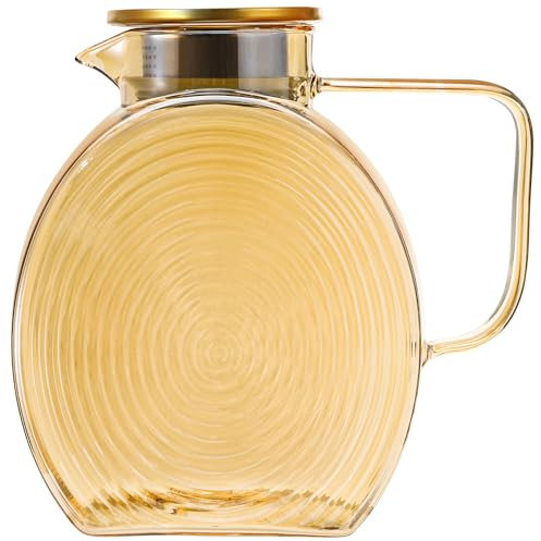 Suwimut Glass Pitcher with Lid and Spout, 2.5 Liter 84 oz Jug Water Pitcher with Handle for Fridge, High Borosilicate Large Glass Carafe Jug for Hot/Cold Water Iced Tea Juice Coffee Milk Beverage