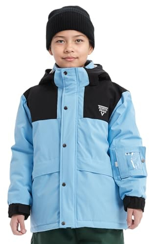 North Peak Kids Ski Jacket Waterproof Insulated Winter Snow Coat for Skiing Snowboarding Outdoor Girls Boys Jacket(10Y,Sky Blue)