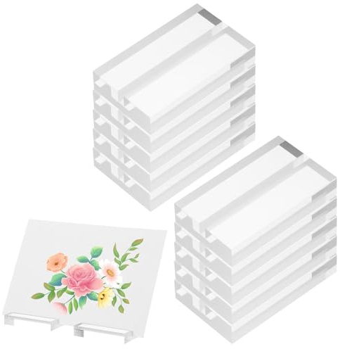 Quilax 10Pcs Clear Photo Holders for Tables, Acrylic Stand for Name Card Sign Display, Table Number Holders for Wedding Exhibition Office Restaurant