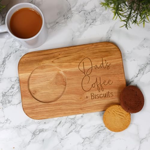 Always Looking Good Personalised Dad Coffee & Biscuits Board & Ceramic Mug – Custom Fathers Day Gift Set – Printed Mug & Engraved Tray – Funny Dad Gifts from Kids