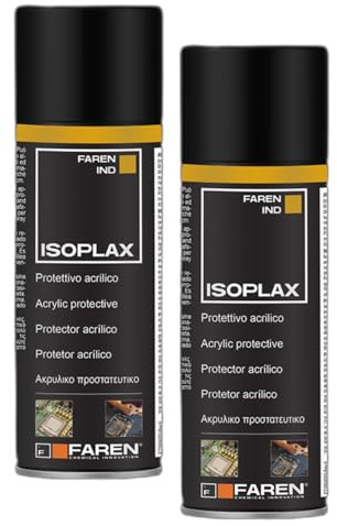 FAREN ISOPLAX, Spray Protettivo Acrilico, Rivestimento Isolante Trasparente, Rapida Essiccazione, Protezione Multi-Superficie, 400ml (2, pz)