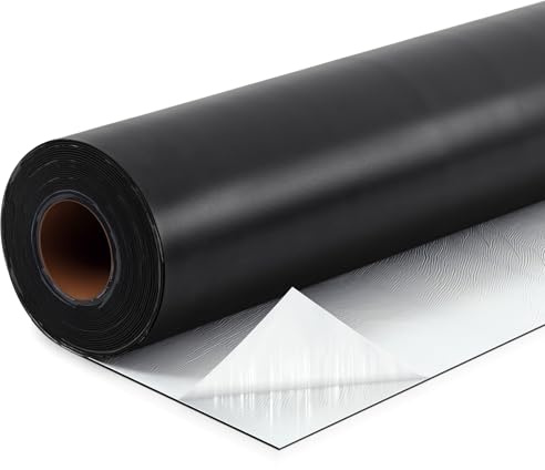 Pushglossy 1 Roll EPDM Rubber Roofing Membrane 39 x 10ft, Self-Adhesive Waterproof Underlayment, 47 Mil Reinforced Flat Roof Sheet, Ice and Water Sheet for RV, Shed, Garage and Patio