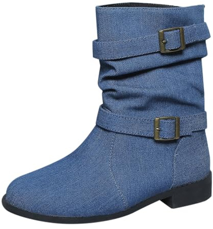 Stivali Donna Cowboy Stivali Pesca Eleganti Lunghi con Cerniera E Lacci sotto Motivo Stampato a Impermeabili di Wellington Donna Stivaletti da E Lacci Gambale XXL