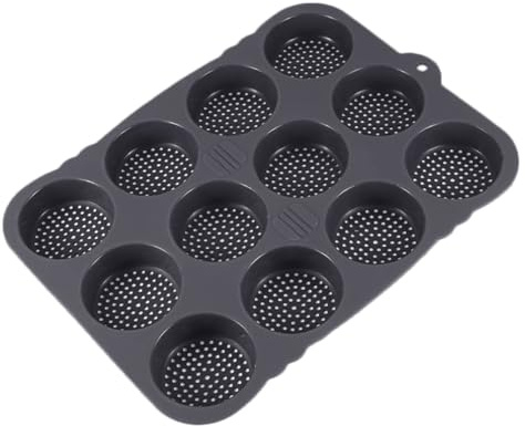 Sghtil Molde de hamburguesa, molde de pan de hamburguesa,Molde de pan de silicona con 12 cavidades | Fácil de desmoldar para huevos, hamburguesas, panecillos, muffins