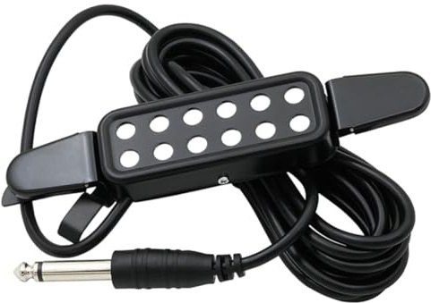 HONITANO Akustikgitarren Tonabnehmer ohne Bohren mit Kabel Hochsensibler Pickup für Westerngitarre und Bass Geräuscharmer Schallloch Sensor Leicht und Kompakt Schwarz