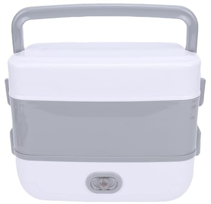 Fockety Elektrische Lunchbox für Erwachsene, 250 -W -Doppelschichtbeheizungskasten mit 4 Edelstahl -Lebensmittelbehälter, 2L -Leckdosen Tragbarer Lebensmittelwärmer für Büro (EU-Stecker 220 V)