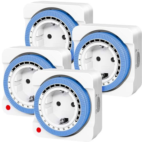 Enchufe con temporizador mecánico, programa de 24 horas para interiores, 96 segmentos, 15 min, temporizador de intervalo de conmutación, ciclo diario de encendido/apagado, para luces, lámparas (4