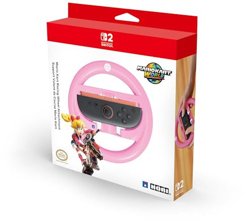 HORI Mario Kart Racing Wheel Attachment for Nintendo Switch 2 (Peach) - Officially Licensed by Nintendo