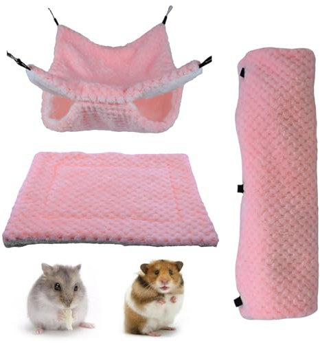 Fierudeng Hamsterhängmatta – varm matta för burrar – hängmatta för husdjur – för flygande ekorre, iller, hamster och chinchilla – vila, lek och klättring i bur