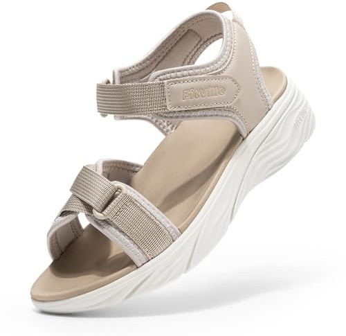 FitVille Womens Wedge Sandals Wide Fit Arch Support Shoes