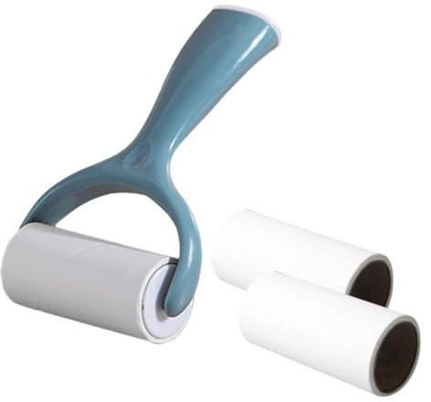 Toyvian Lint Roller with Blue Handle and 3 Refill Rolls, Sticky Hair Remover Brush for Clothes and Pet Hair, Solid Adhesive Dusting Tool Suitable for Household and Pet Grooming Use