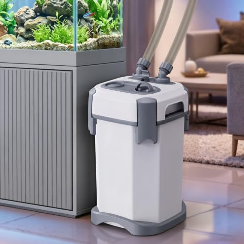 fishkeeper 1800L/H Leise Aquarium Außenfilter mit Einstellbare Durchfluss | Mehrstufiges Starke Aquarium Filter Pumpe, Filterset inkl. Filterwatte & Aktivkohle & Bio-Bäll, Aussenfilter für Süß- & Meer-