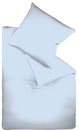 fleuresse Colours G-009200-6056-0300 Lenzuola (Copripiumino + Federa) in Jersey a Trama fitta 155x220 + 80x80 cm, Tinta Unita, Colore: Blu
