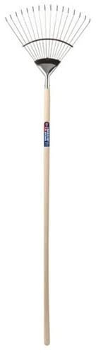 Spear & Jackson 3982FR Neverbend Stainless Steel Flexo Lawn Rake, Metallic/Wooden tone