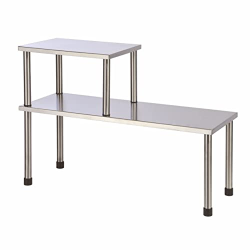Edelstahl Küchenregal für Arbeitsplatte - 45 x 32 cm - mit 3 Etagen Regal | Küchen Organizer, Gewürzregal, Standregal, Klein mit 2 Ablagen