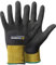 TEGERA® Infinity 8801 - Guantes de Montaje sintéticos (Nailon, Recubrimiento de Espuma de nitrilo, Palma Impermeable, 1 par), Color Negro y Amarillo, Negro