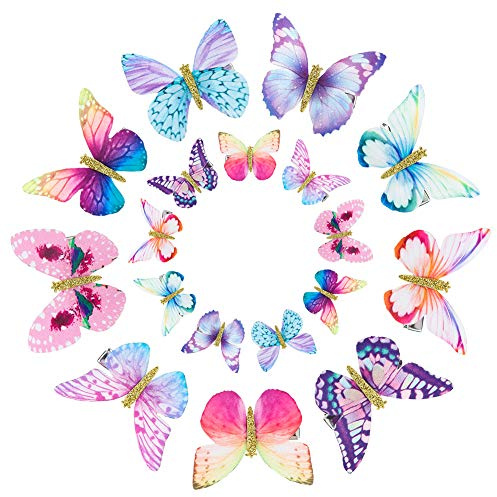 Rubywoo&chili 18 Stück Schmetterling-Haarclips, Damen Mädchen Kinder Haar Clips Set 3D Schmetterling Haarspange, Kopfschmuck für Braut Hochzeit Accessoire | Kinder Haar Clips Set Schmetterling Haarspange, Kopfschmuck für Braut Hochzeit Accessoire