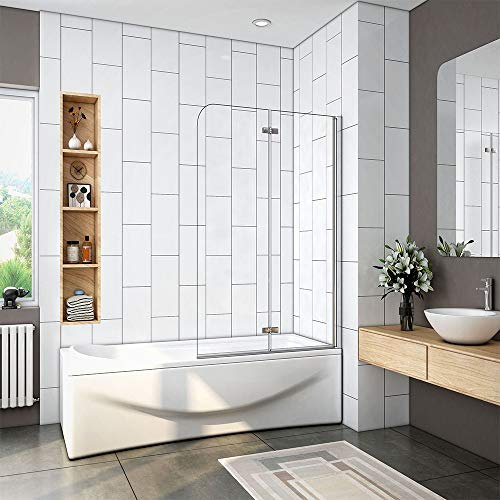 1000x1400mm Easy Clean 180 Degree Hinged 2 Fold Folding Shower Bath Screen Reversible Glass Panel