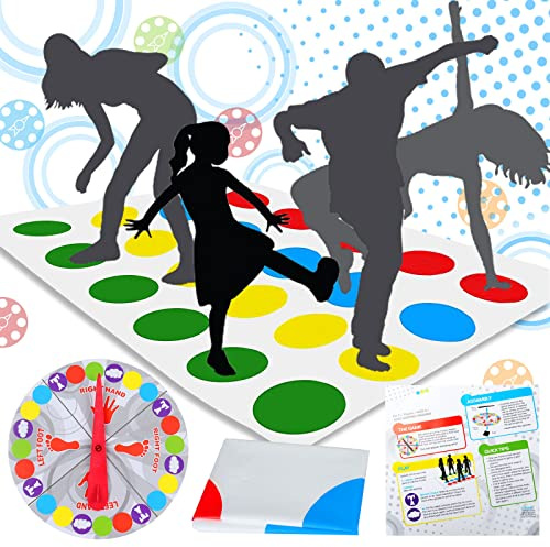 Twister Spiel für Kinder & Erwachsen, Bodenspiel mit Spielmatte, Outdoor Spiele für Kinder, Kindergeburtstag Lustiges Spiele Spielzeug, Geschicklichkeitsspiel für Jungen und mädchen ab 6 Jahre