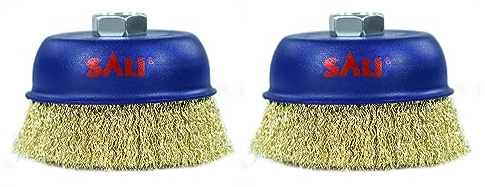 SALI 2 Pack 100 mm Wire Cup Brush 4 Inch Coarse Crimped Cup Brush for Grinders with M14 Thread for Heavy Cleaning Rust, Stripping and Abrasive, for Angle Grinder