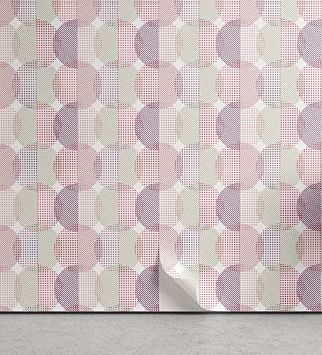 ABAKUHAUS neutrale Farbe abziehbare & klebbare Tapete für Zuhause, Geometrische Kreise Kunst, selbstklebendes Wohnzimmer Küchenakzent, 33 cm x 250 cm, Beige Pale Pink Flieder