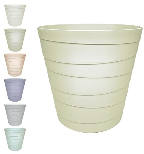 MAKREL® Pastel Colours Plastic Waste Paper Basket Bin Modern Step Design Trash Can for Kitchen, Bathroom, Office (Pale Olive, 7 Litre)