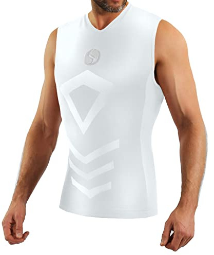sesto senso Canottiera Camicia Sportiva da Uomo Biancheria Intima Termica a Compressione XXL/3XL White Bianco