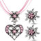 Patelai 3 Stück Trachtenschmuck Set Bayerisch Dirndlschmuck Trachtenkette mit Strass Edelweiß Herz Anhänger und Edelweiß Ohrstecker für Damen Bierfest Trachten Dirndl Outfit Accessoires (Rosa)
