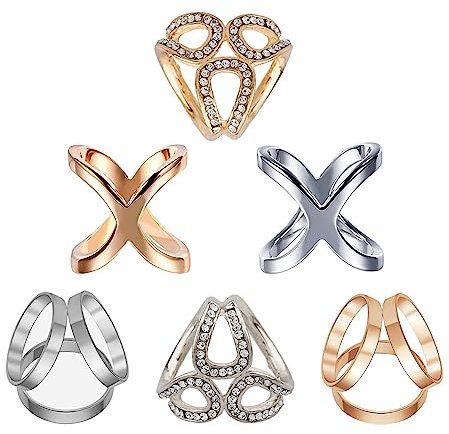 Tucireat Schalring Clip 6 Stücke Schalring Clip Schal Ringe Broschen Modisch Schal Clips Schalring Clip Tuchring Schal Clip Schnalle Schal Ring Clip Metall Modisch Fashion Schal Clip Schalring Klipp