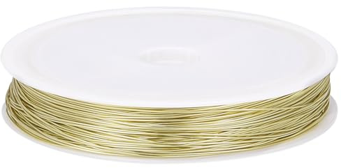 Beebeecraft 24 Gauge 0.5 mm 50 Meter Basteldraht Für Die Schmuckherstellung 14K Vergoldet Rund Poliert Anlaufges chützt Biegsamer Metall Kupfer Basteldraht Mit Einer Spule Für DIY Zubehör