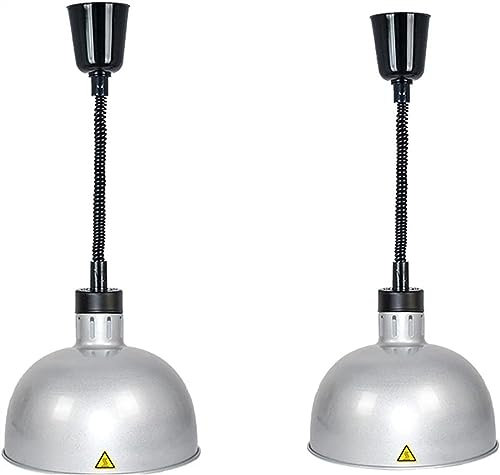 TEmkin Lampada Riscaldante per Alimenti Scaldavivande, Lampada Riscaldante Commerciale da 250 W Confezione da 2 Scaldavivande Riscaldamento a Buffet Lampada a Sospensione Scaldavivande PE