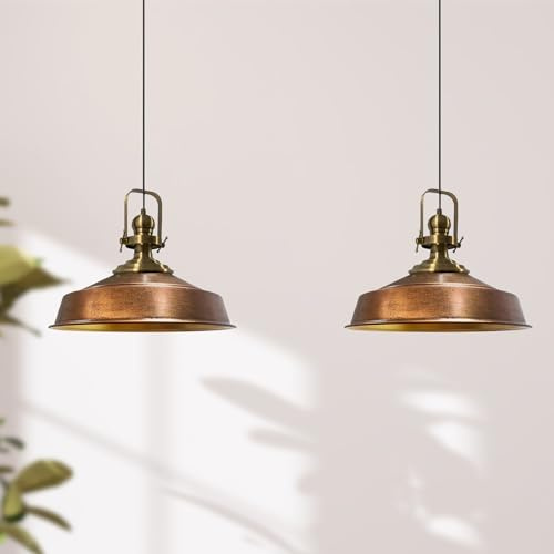 bamyum Asletl Pendelleuchte Esstisch Kupferfarbe 2 Flammig Metall 40cm, Hängelampe Wohnzimmer, Industrial Vintage, Küchenlampe, Esstischlampe