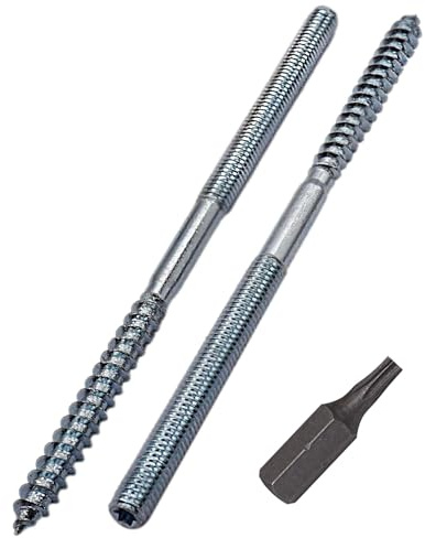SKIR'CO (10 Stück) Stockschrauben M6 x 120 mm, Dübelschrauben mit Doppelgewinde, Doppelkopfschrauben