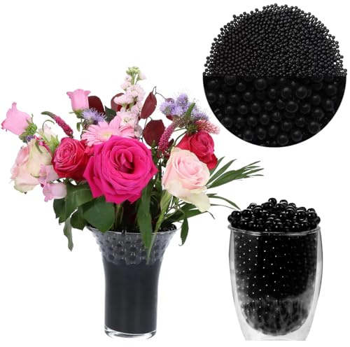 NITZCHE Wasserperlen 50 000 Stück Schwarz Wasserperlen für Pflanzen Ungiftig Wiederverwendbare Water Beads Für Pflanzen Kügelchen Für Pflanzen, Vase Füllstoff und Deko