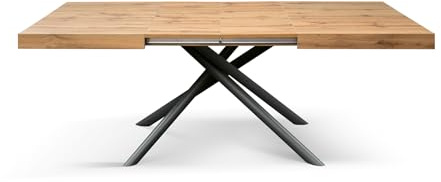 PAZZO DESIGN Tavolo Allungabile Noemi, Gambe Tubolari Incrociate Menego Nere, Made in Italy, Color Rovere rustico, 140 x 90 x 74 - Id_2246