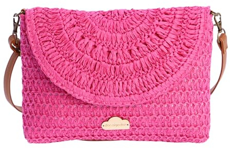 DON ALGODON - Bolso bandolera mujer - Bolso playa mujer - Bolso mujer verano - Bolso rafia mujer - Bolsa playa para mujer - Bolso mimbre mujer hecho a mano ideal para la playa, Leira