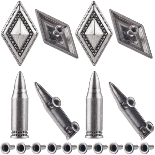 GORGECRAFT 24 Ensembles de Rivet Clous Carré Argentés Antiques Style Tibétain en Forme de Diamant Punk Spikes Rivets en Métal Sculptés Conchos Spike et Studs pour Cuir Vêtements Jeans Sacs Arts
