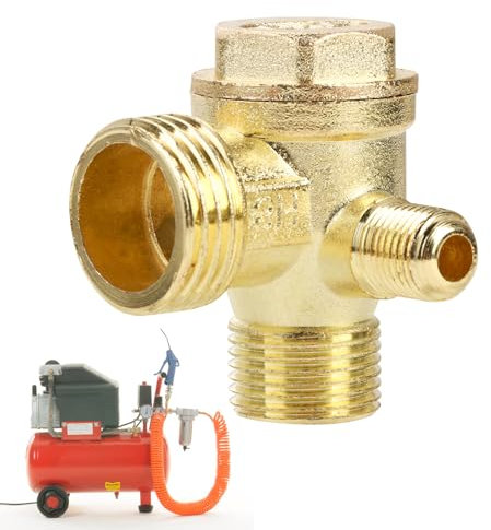 Clapet Anti Retour Compresseur 3 Voies Filetage 20 * 16 * 10mm Clapet Anti-Retour Piece pour Compresseur d'air de Soupape de Retenue 90 ° Mâle Fileté Pièces de rechange pour Outil de Tube de Raccord