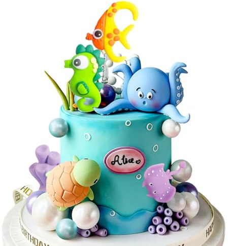 JeVenis Unter dem Meer Tortenaufleger Ozean Tier Geburtstagsparty Deko | Unter dem Meer Tortenaufleger Ozean Tier Cupcake Toppers Unter dem Meer Party Dekorationen Ozean Meer Thema Babydusche