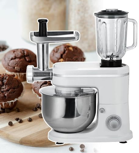 pealiritansemen Robot Culinaire 3 en 1, avec Hachoir À Viande, Pétrisseur, Extracteur De Jus De 1,5 L, Mixeur Multifonctionnel, pour Restaurant, Boulangerie, pour Mélanger La Pâte À Pain, Le Beurre