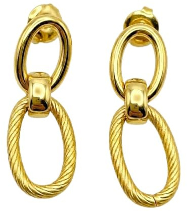 MAJALE Ovaler Doppelring aus Edelstahl, 24 K vergoldet, Ohrringe Gold, Druckverschluss, wasserdicht, hypoallergen, leicht, elegant und bequem für den Alltag, Pequeño, Edelstahl, Kein Edelstein