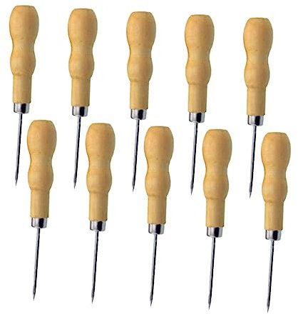 SEWACC 10stücke Nähahle Mit Doppel Kürbis Ahlen Aus Holz Für Näharbeiten Und Lederreparaturen Werkzeug-sets Für Handnähen Und Diy-projekte