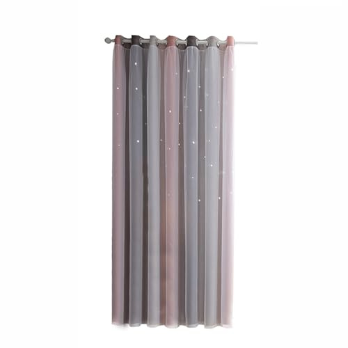 Stjärngardiner, blå ombre gardiner gardiner barngardiner för sovrum flickor ihålig stjärna garn tonade gardiner heminredning (grå 53 B x 85 L)