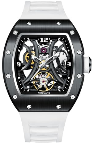 Paras Crown Mens Watches Automatic Watch Men Luxury Watches Chronograph Watches for Men Waterproof Men's Watch Tonneau Stainless Steel Case Fathers Gifts Mens Gifts