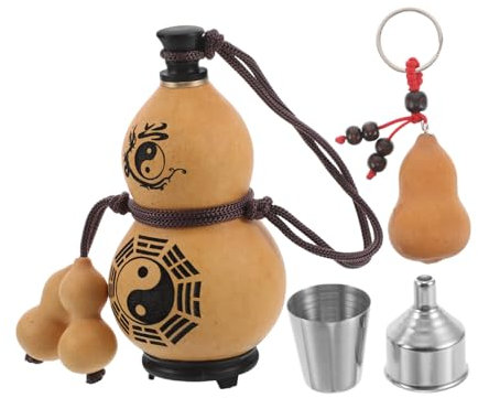 Toyvian Kürbiswasserflasche Im Chinesischen Stil Tragbar Für Reisen Und Camping Mit Deckel Und Auslaufsicherem Verschluss Natürliche Handwerkskunst